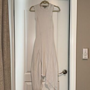 Sleeveless Cream Asymmetric Ribbed Dress